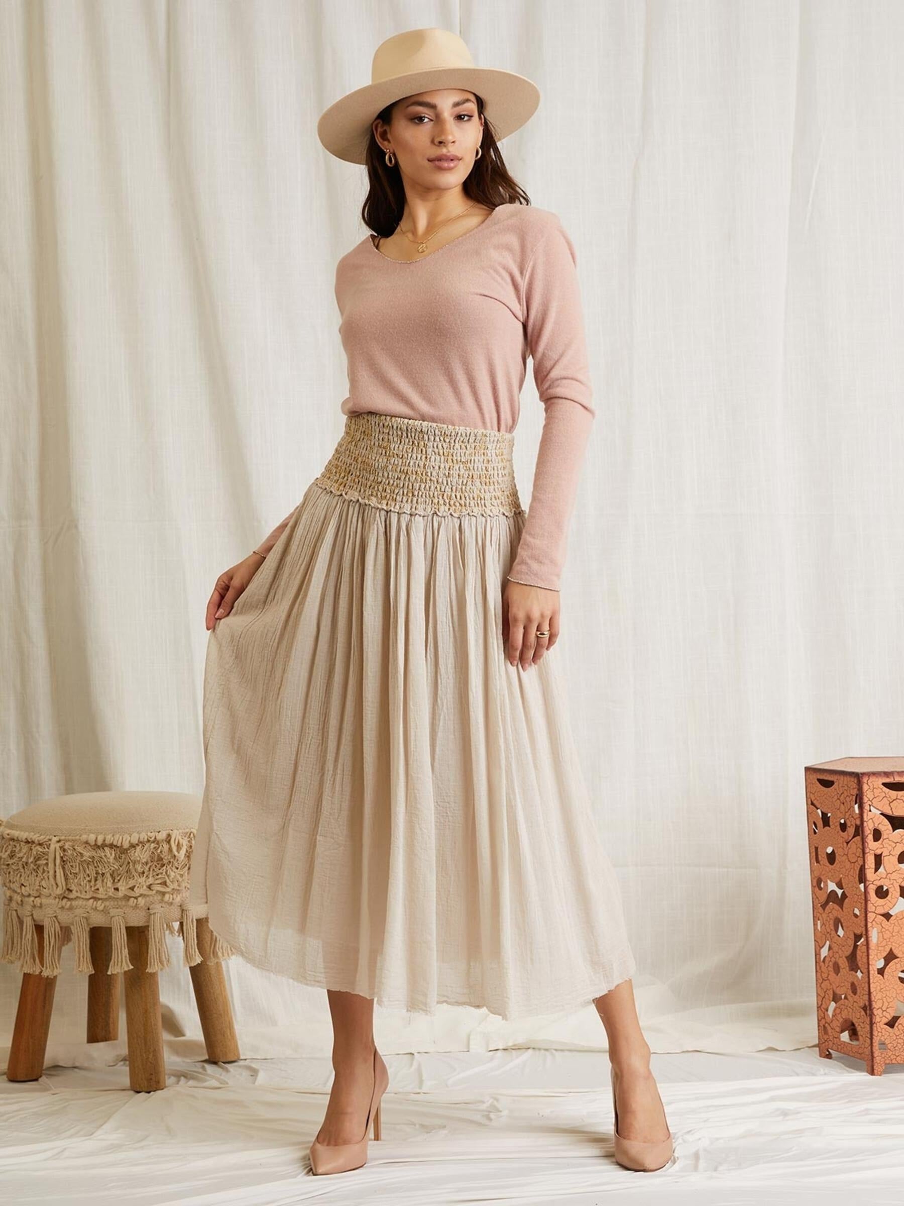 RAELYN SKIRT IN BEIGE BY SCANDAL ITALY