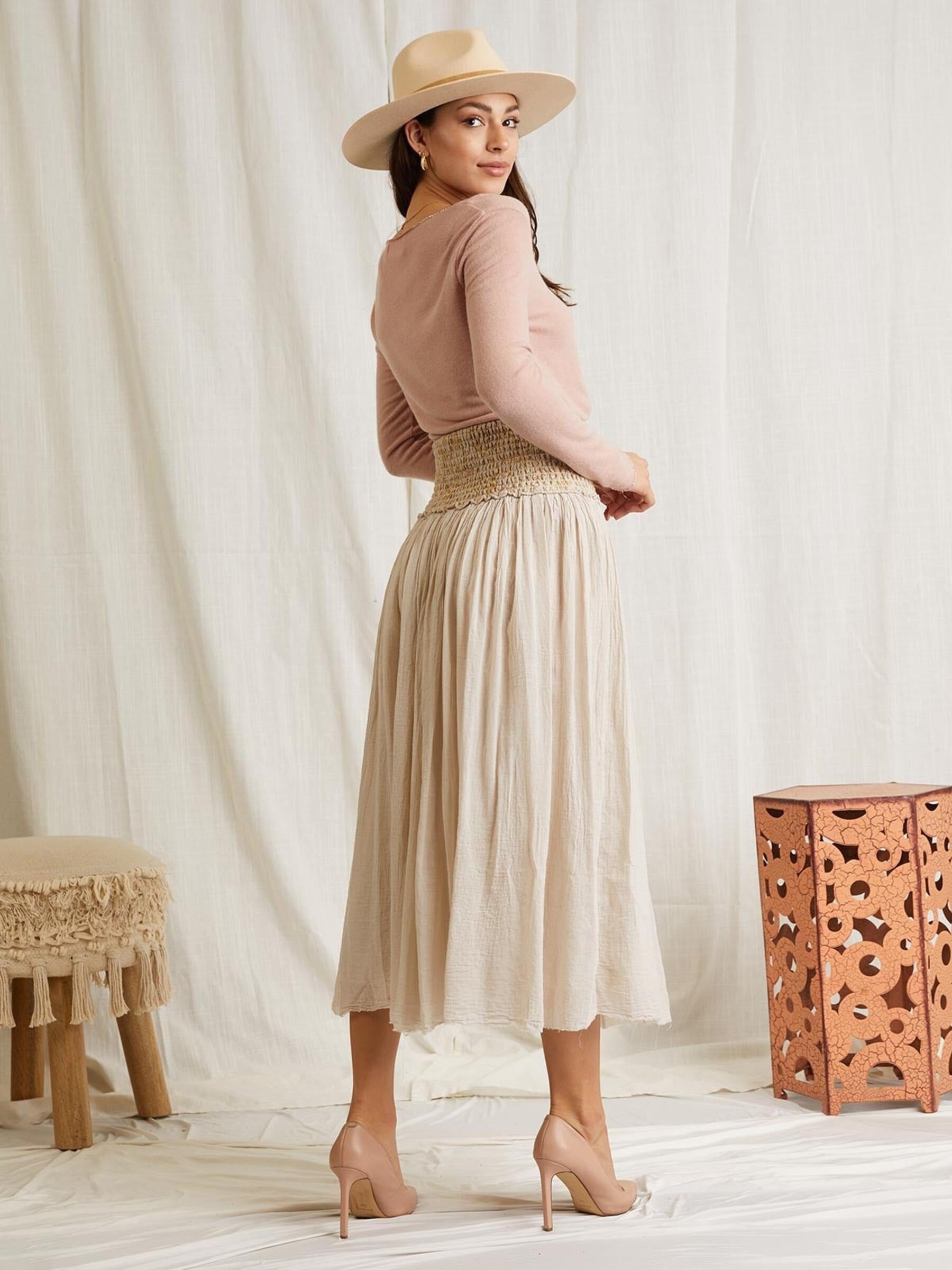 RAELYN SKIRT IN BEIGE BY SCANDAL ITALY