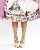 HEART FLORAL SHEER CREW SOCK BY SOCK CANDY