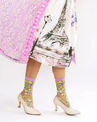 HEART FLORAL SHEER CREW SOCK BY SOCK CANDY