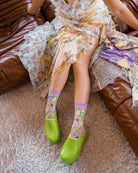 HEART FLORAL SHEER CREW SOCK BY SOCK CANDY