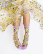 HEART FLORAL SHEER CREW SOCK BY SOCK CANDY