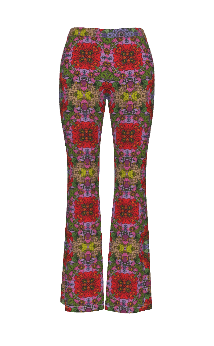 NUVULA RED GARDEN FLARED STRETCH PANT