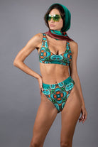 NUVULA PSILOCYBIN TEAL AND ORANGE BIKINI SET