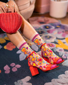 Y2K HEARTS RUFFLE SHEER CREW SOCK BY SOCK CANDY