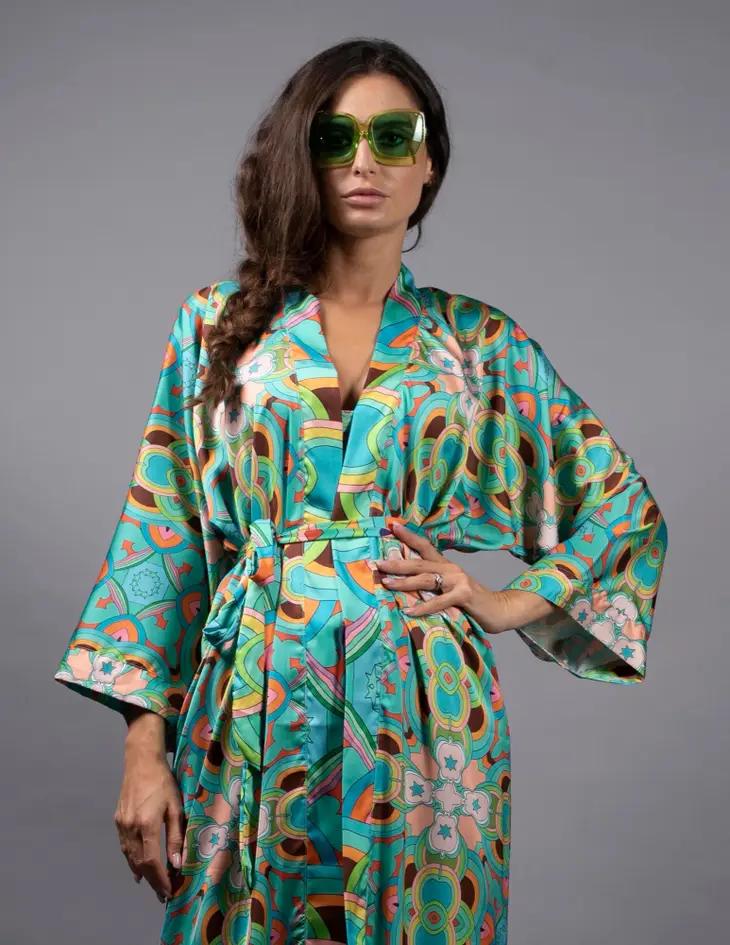 SILK KIMONO BATHING SUIT COVER-UP