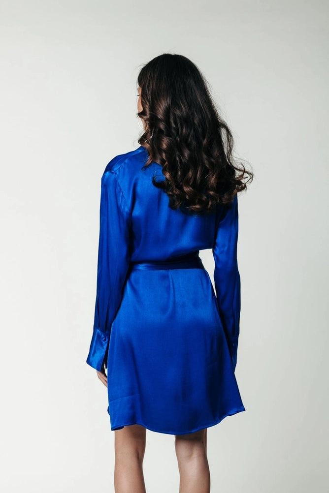 DORIN SATIN BLUE DRESS BY COLOURFUL REBEL
