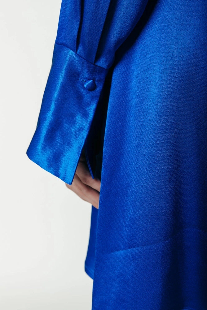 DORIN SATIN BLUE DRESS BY COLOURFUL REBEL DETAIL
