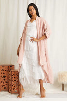 CALISTO PINK LINEN LONG CARDIGAN BY SCANDAL ITALY