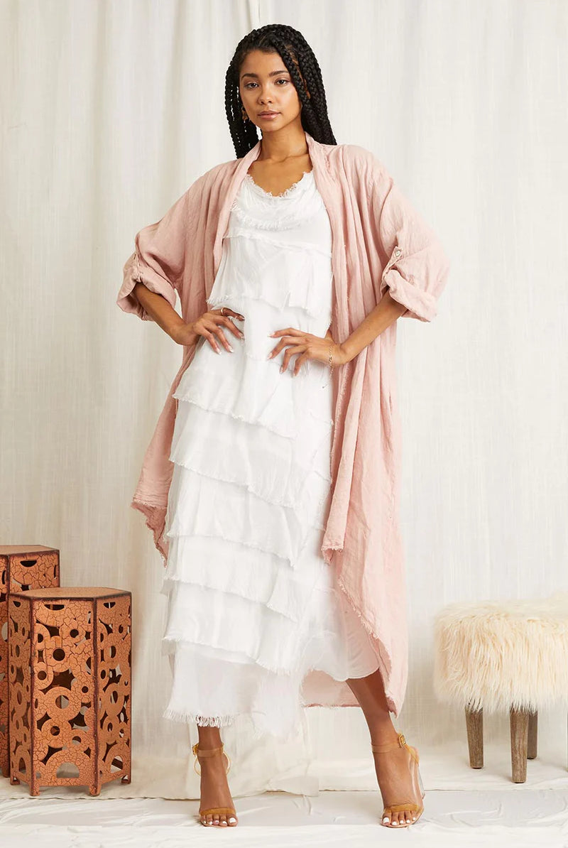 CALISTO PINK DUSTER CARDIGAN BY SCANDAL ITALY