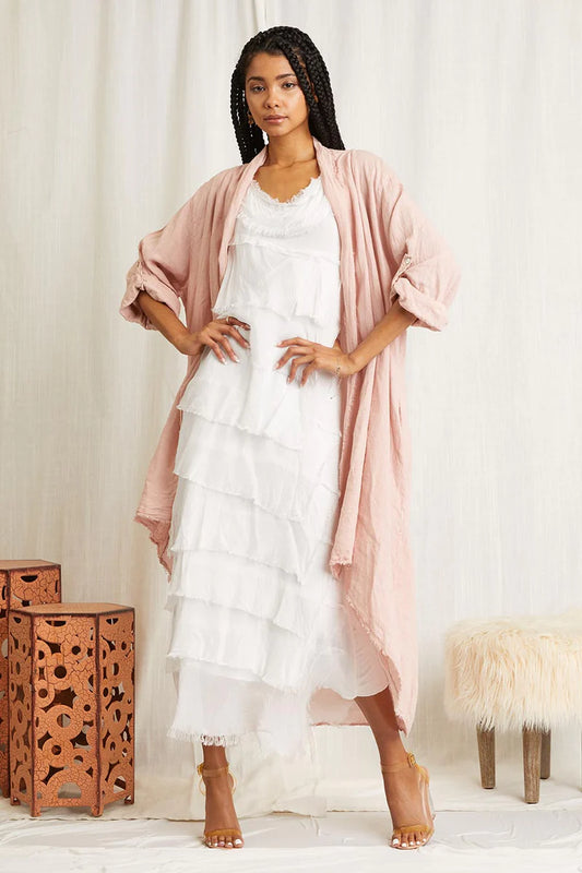 CALISTO PINK DUSTER CARDIGAN BY SCANDAL ITALY