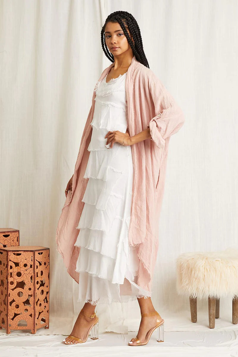 CALISTO PINK DUSTER CARDIGAN BY SCANDAL ITALY