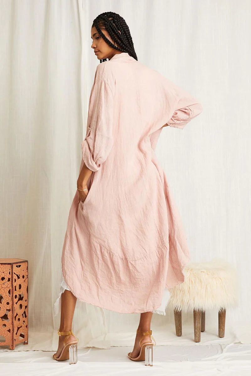 BACK VIEW OF CALISTO PINK DUSTER BY SCANDAL ITALY