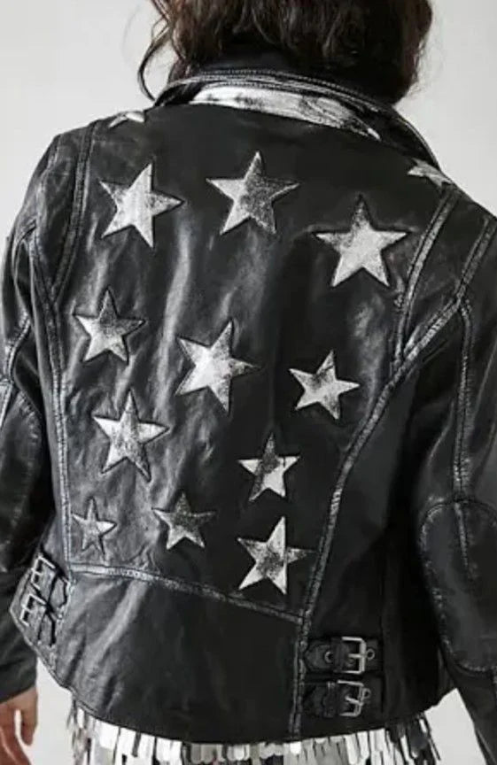 SILVER STAR MAURITIUS CHRISTY RF LEATHER JACKET HOLOGRAPHIC