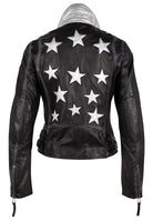 SILVER STAR MAURITIUS CHRISTY RF BLACK LEATHER JACKET