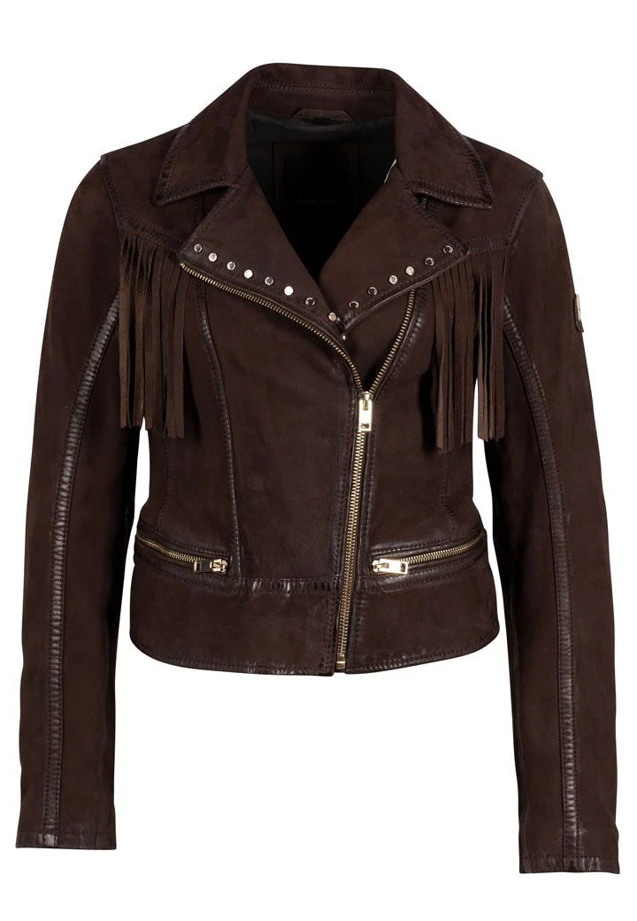 FANNY RF DARK BROWN LEATHER JACKET BY MAURITIUS