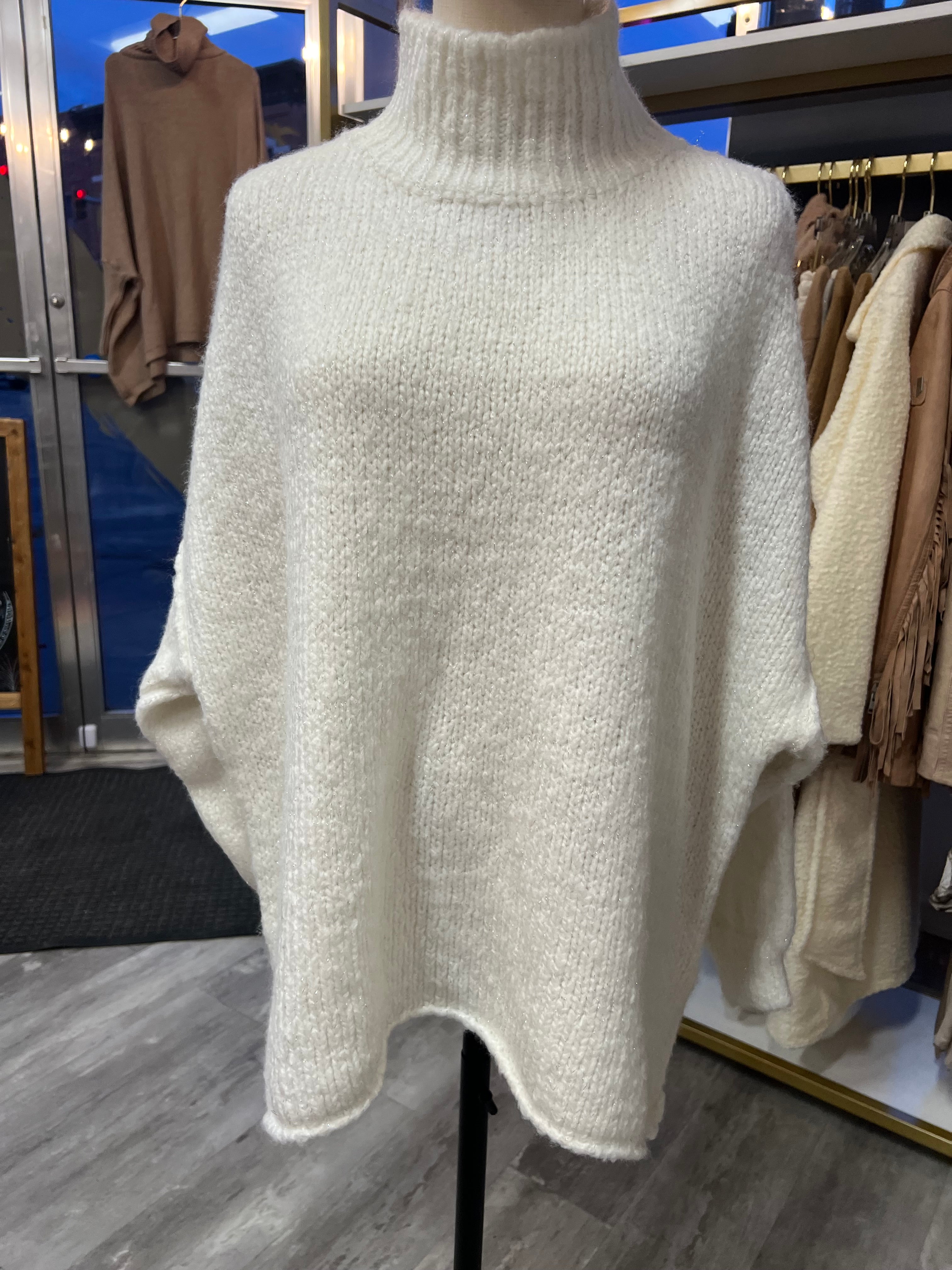 SCANDAL ITALY GLITTER SWEATER IN IVORY