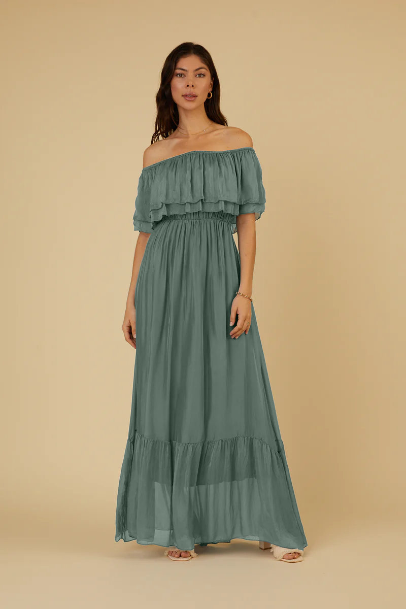 LAURIE SILK DRESS BY SCANDAL ITALY IN SAGE