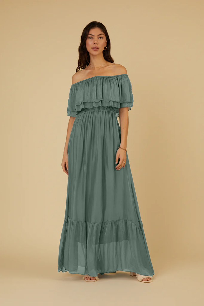 LAURIE SILK DRESS BY SCANDAL ITALY IN SAGE