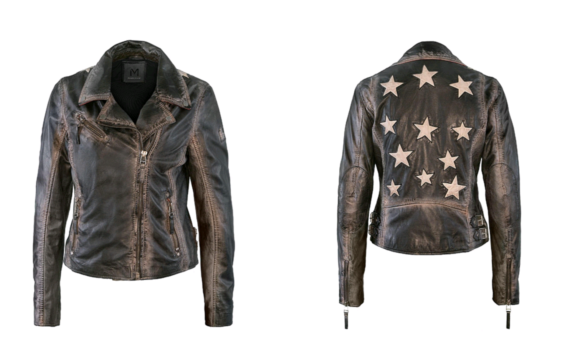 MAURITIUS CHRISTY RED AND BLACK STAR LEATHER JACKET