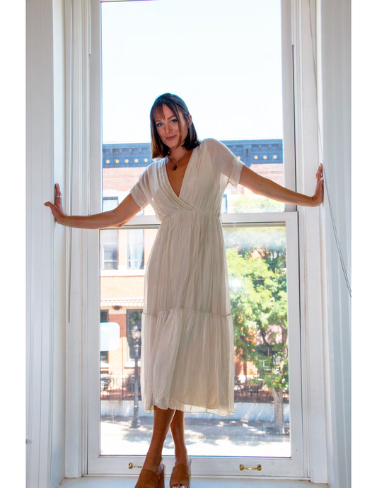 ARUBA DRESS IN BEIGE BY SCANDAL ITALY