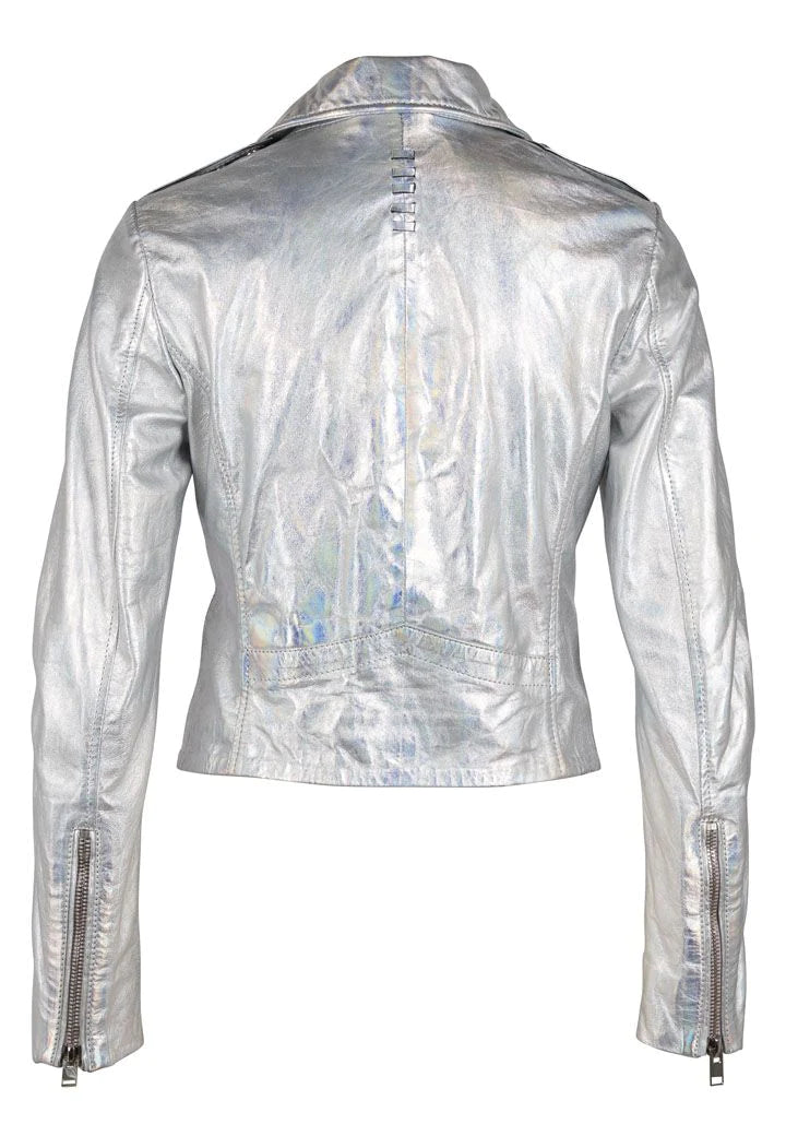 BACKSIDE HOLOGRAPHIC ADENI RF LEATHER JACKET