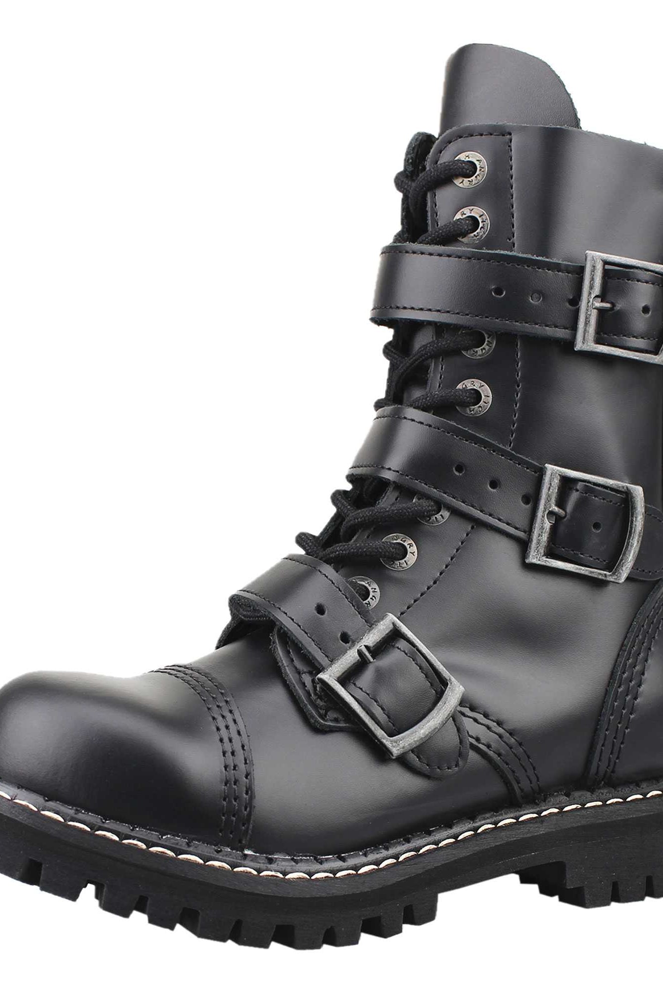 3 buckle black combat boot by Angry Itch