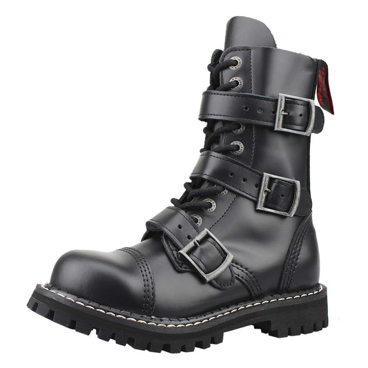 3 buckle black combat boot by Angry Itch