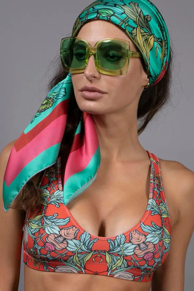 NUVULA CROCUS AQUAMARINE SILK SCARF