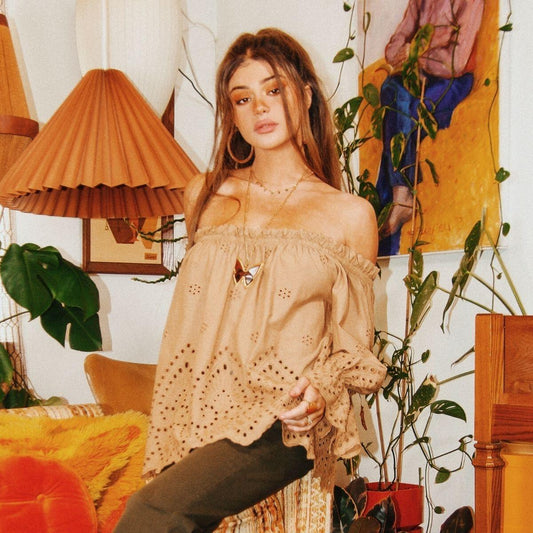 BUTTERCUP TOP BY SCANDAL ITALY IN BEIGE