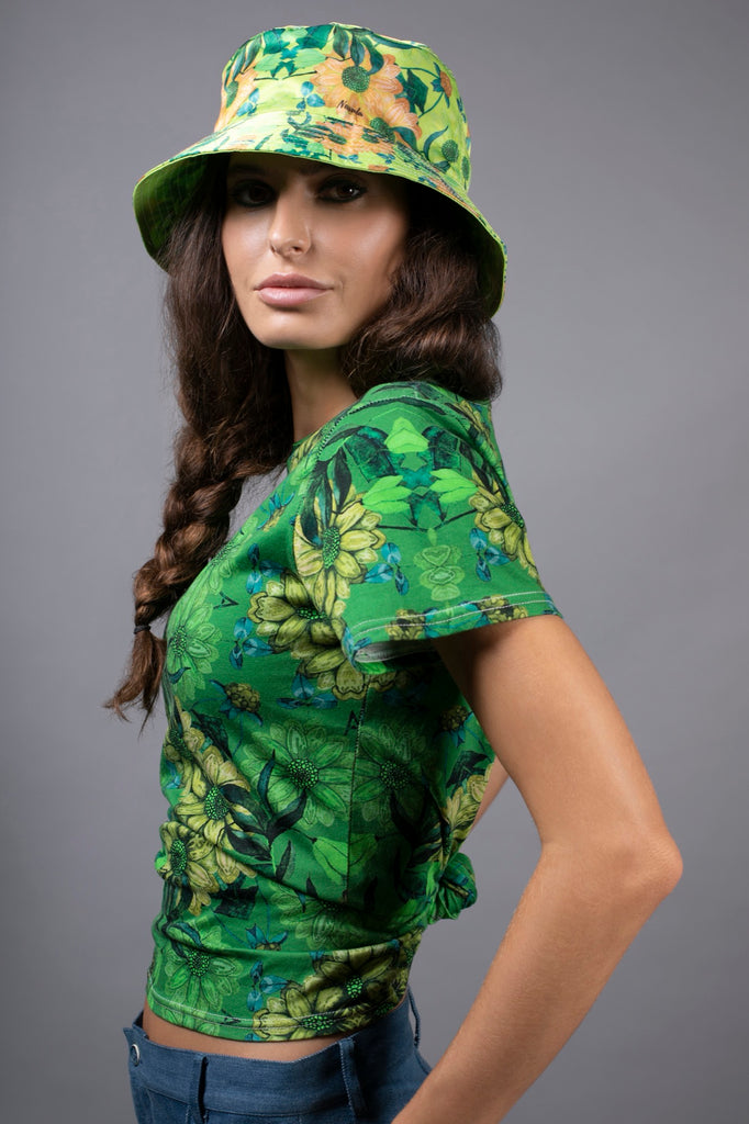 EMERALD GREEN FLORAL T-SHIRT BY NUVULA