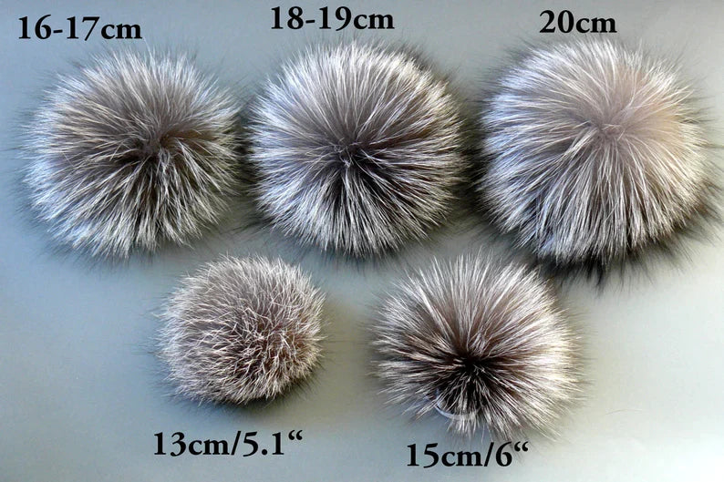 Varoius Sizes of Silver Fox Poms