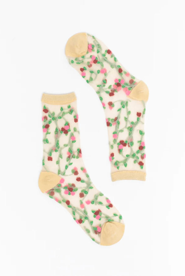 SHEER ROSETTES CREW SOCK BY SOCK CANDY