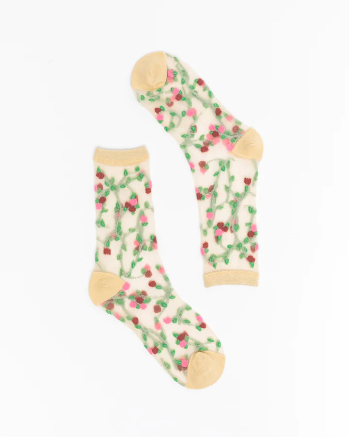 SHEER ROSETTES CREW SOCK BY SOCK CANDY