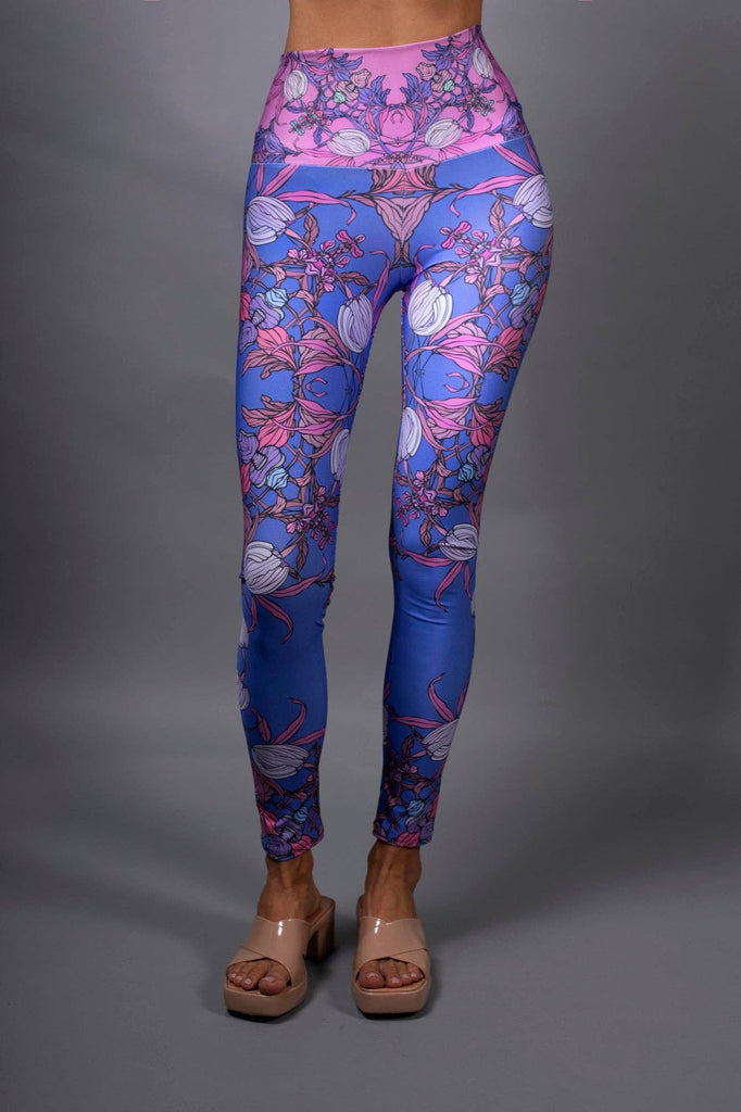 CROCUS PINK FLORAL SATIN LEGGINGS BY NUVULA